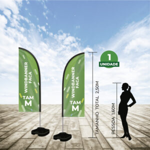 WIND BANNER KIT COMPLETO TECIDO OXFORD ALTURA MONTADO: 2,50 METROS M MODELO FACA – 4X4 – 1unid