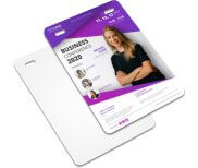 CREDENCIAIS COUCHÊ 300G VERNIZ UV TOTAL FRENTE SEM CORDÃO E SEM CLIP JACARÉ PARA EVENTOS 100X148MM – 4X0 – 25unid – CDD025C1